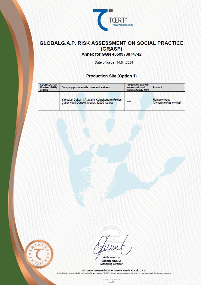 Yavuzlar Otomotiv Balıkçılık - TCERT_Yavuzlar_GLOBALG.A.P. GRASP Certificate_2024